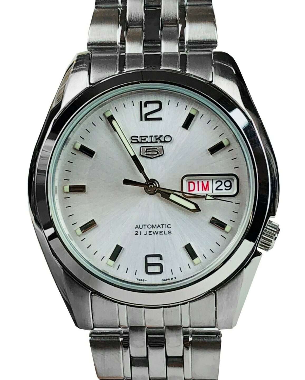 Seiko 5 Automatic Silver Dial Stainless Steel Mens Watch SNK385K1