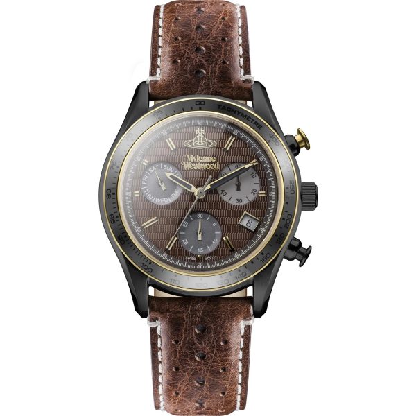 Vivienne Westwood Sotheby Brown Leather Strap Gunmetal Men's Chronograph VV142BRBR