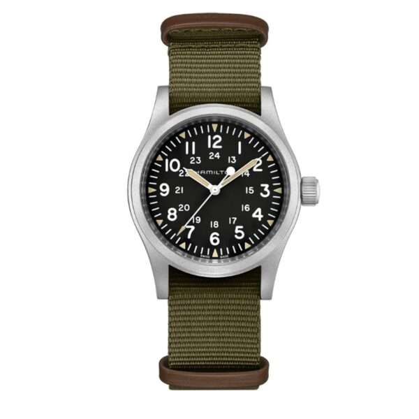 Hamilton Khaki Field Officer Mechanical Grey NATO Strap Black Dial Men’s Watch H69429931