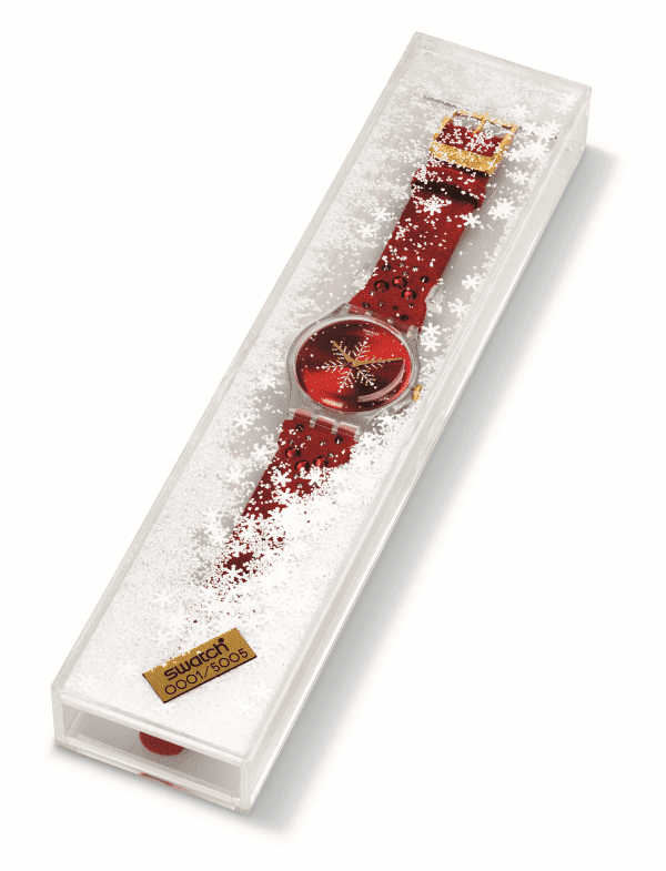 Swatch Christmas Limited Edition Plastic Case Red Fabric Strap Red Dial Unisex Watch SUOZ287S - Image 2