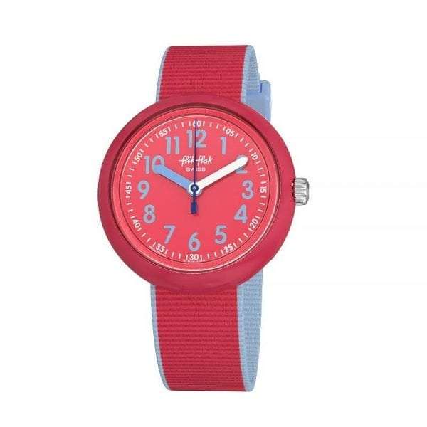 Flik Flak Colour Blast Red Strap and Case Kid's Watch FPNP045