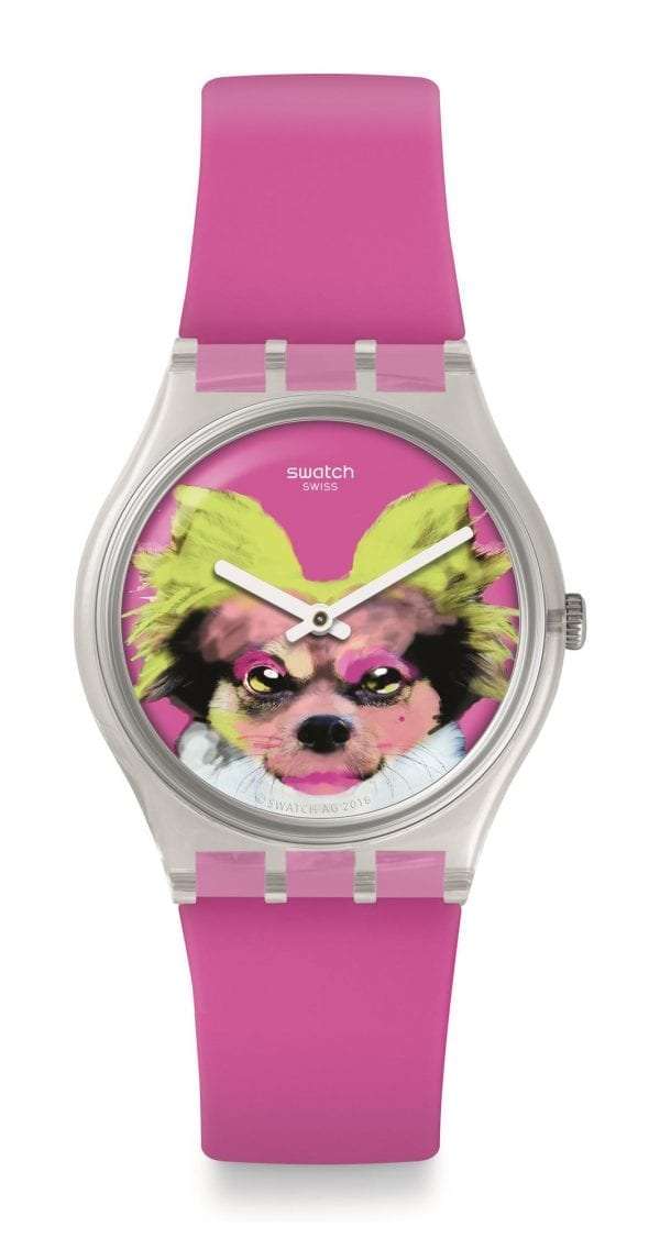 Swatch Pinkapippa Always Pippa Dog Pink Silicone Strap Girls Watch GE267 34mm