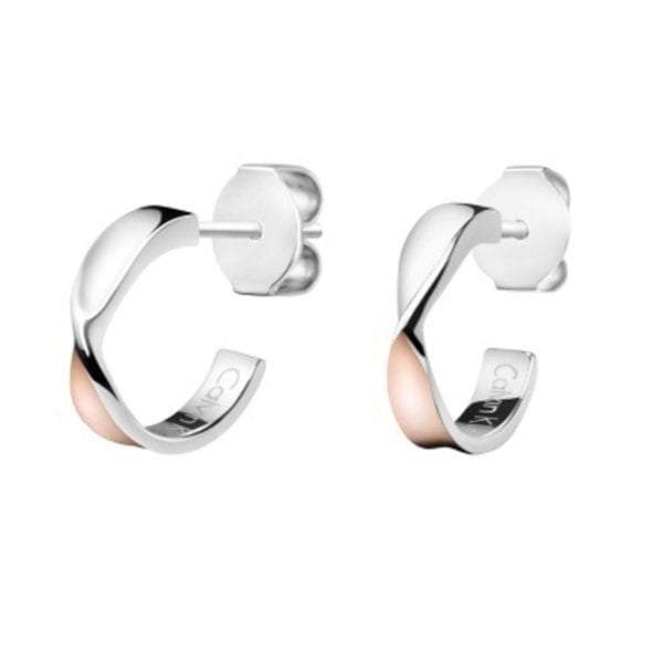 Calvin Klein Stainless Steel Rose Gold Twist Women's Stud Earrings