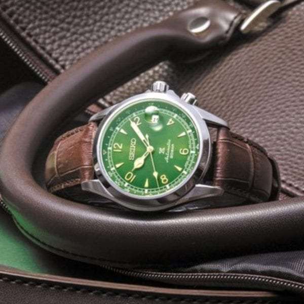 Seiko Prospex Alpinist Automatic Green Dial Brown Leather Strap Men's Watch SPB121J1