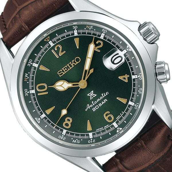 Seiko Prospex Alpinist Automatic Green Dial Brown Leather Strap Men's Watch SPB121J1