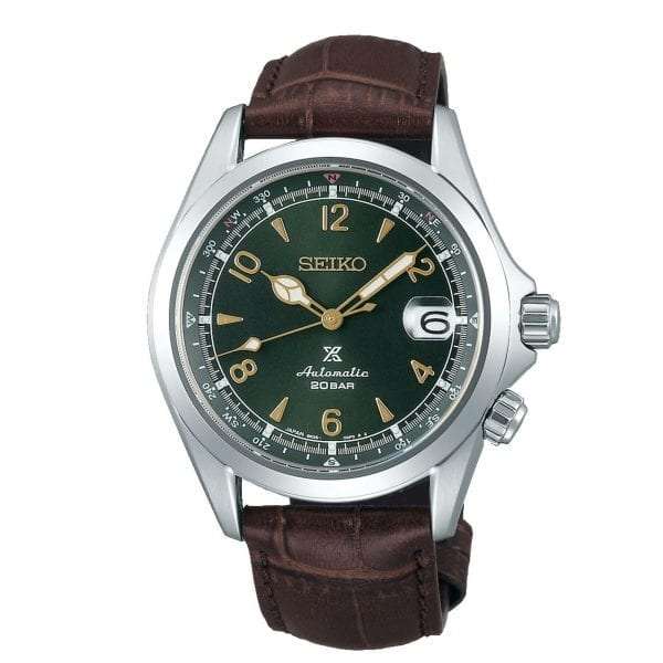 Seiko Prospex Alpinist Automatic Green Dial Brown Leather Strap Men's Watch SPB121J1