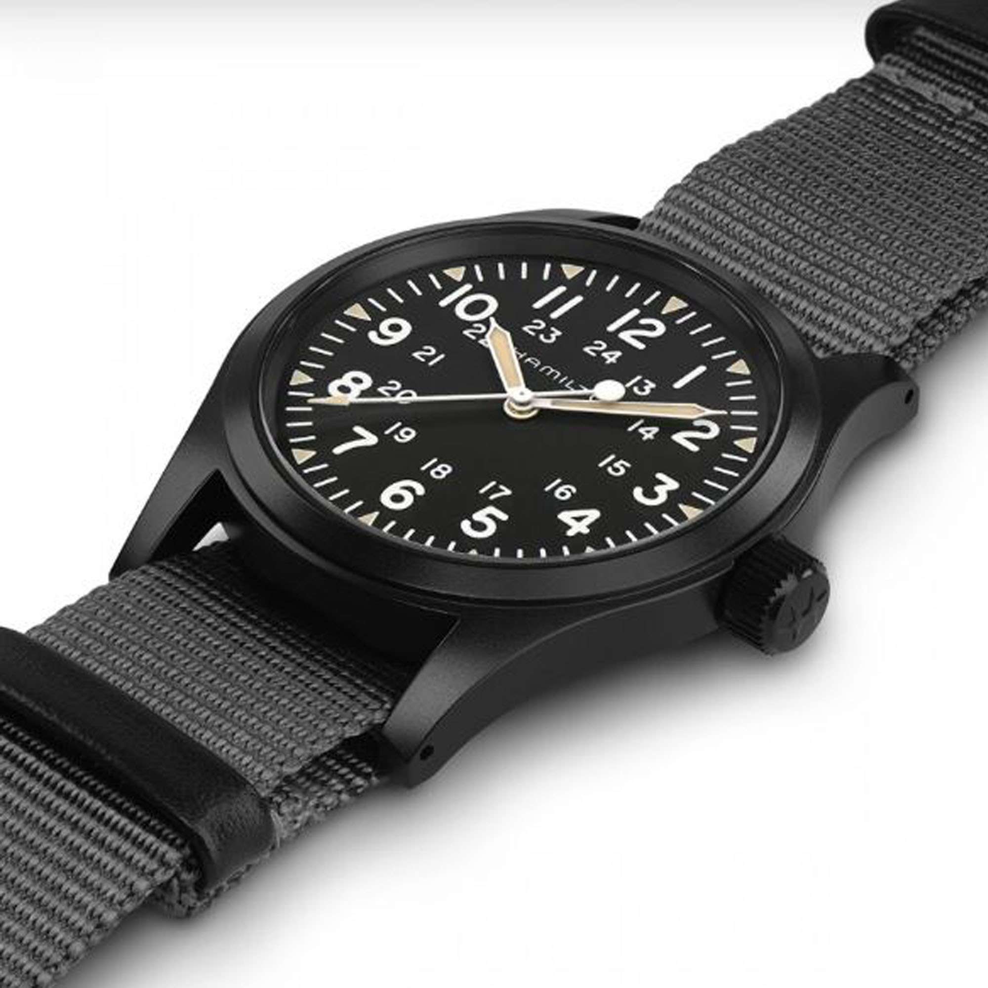 Hamilton Khaki Field Mechanical Black NATO Strap Watch ...