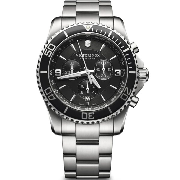 Victorinox Maverick Chronograph Quartz Black Dial Stainless Steel Bracelet Men's Watch 241695