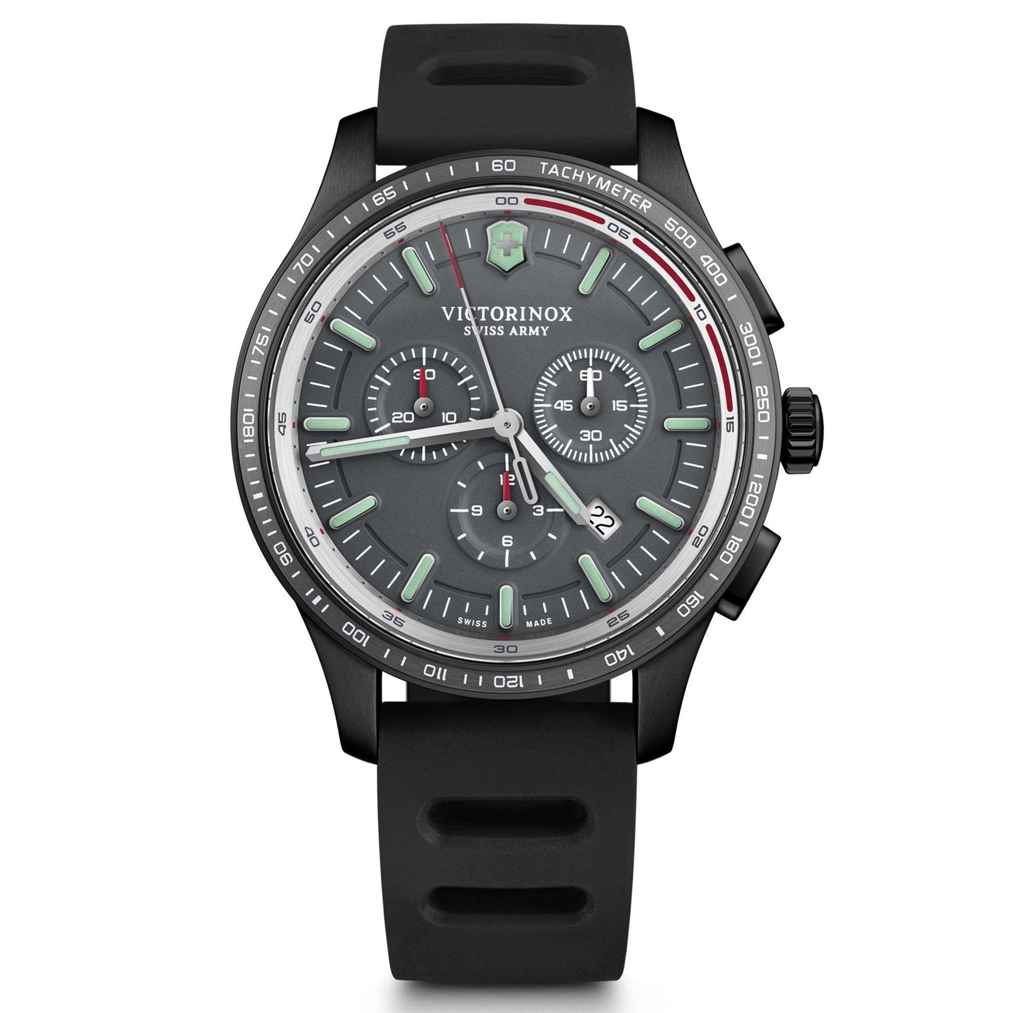 Victorinox Alliance Sport Chronograph Tachymeter Black Genuine Rubber ...