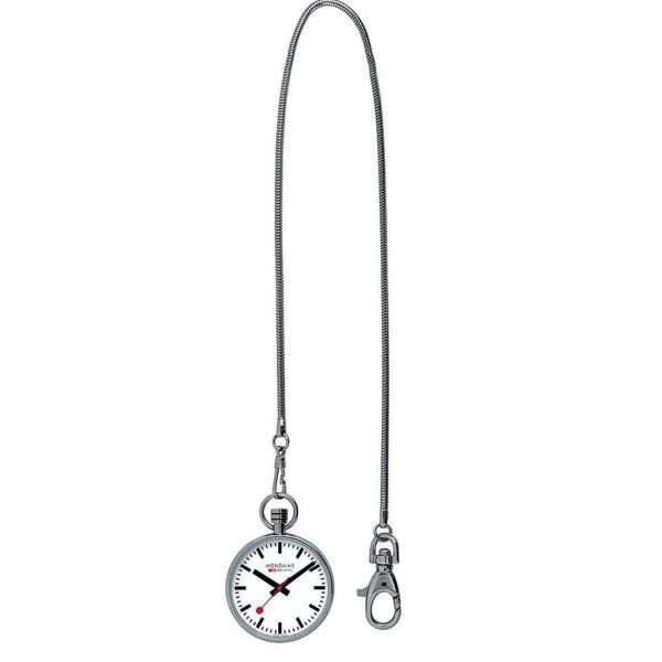 Mondaine Silver Stainless Steel White Dial Quartz Pocket Watch A660.30316.11SBB