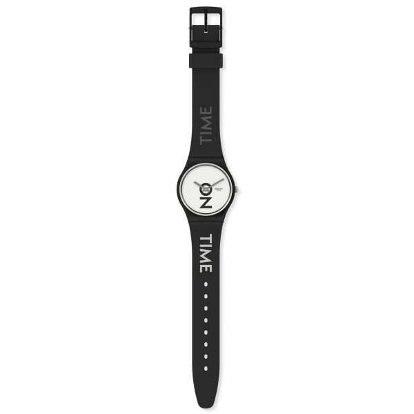 Swatch Always There Quartz White Dial Black Silicone Strap Watch GB328 - Image 2