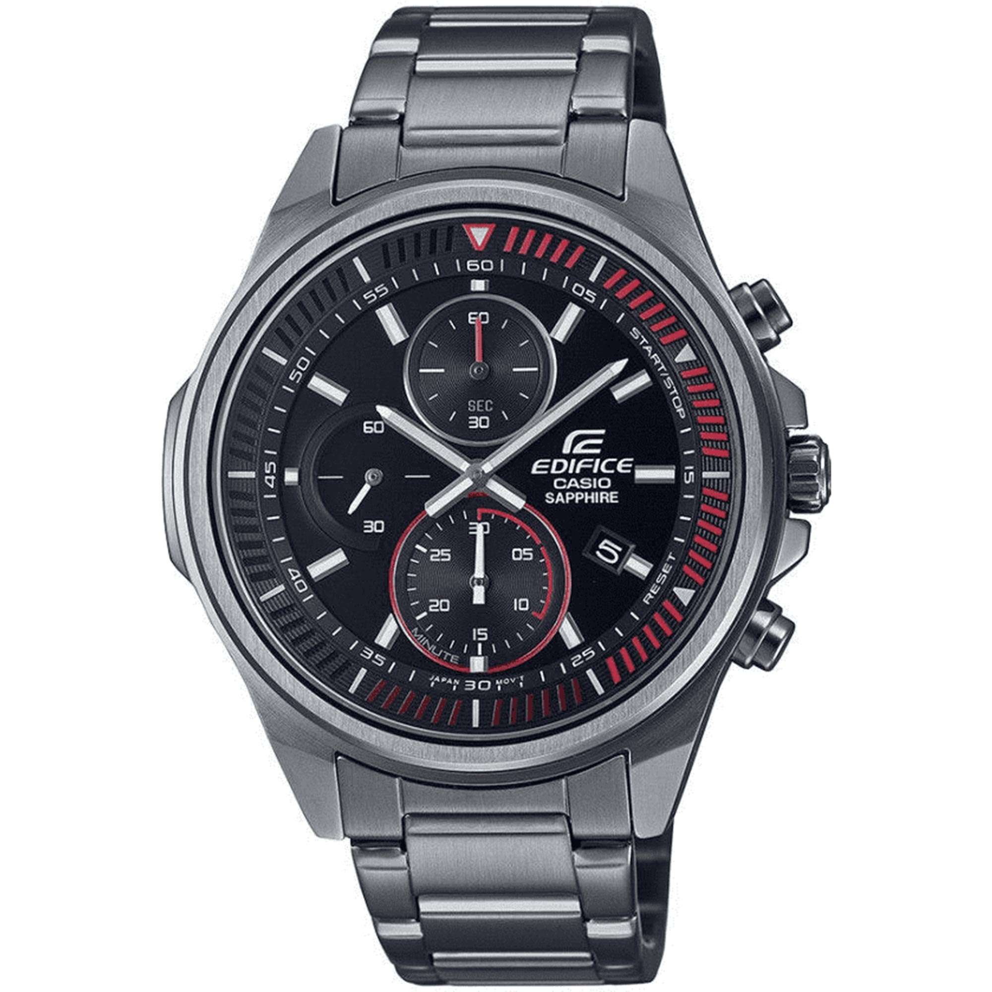 casio edifice chronograph gunmetal steel bracelet watch