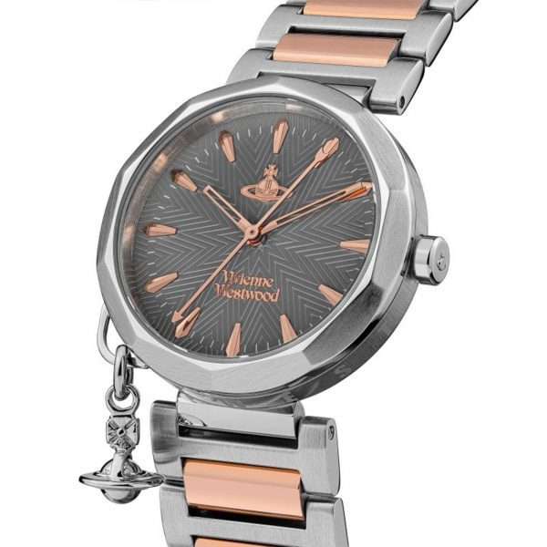 Vivienne Westwood Poplar Quartz Movement Grey Dial Stainless Steel Bracelet Ladies Watch VV246GYSR - Image 2