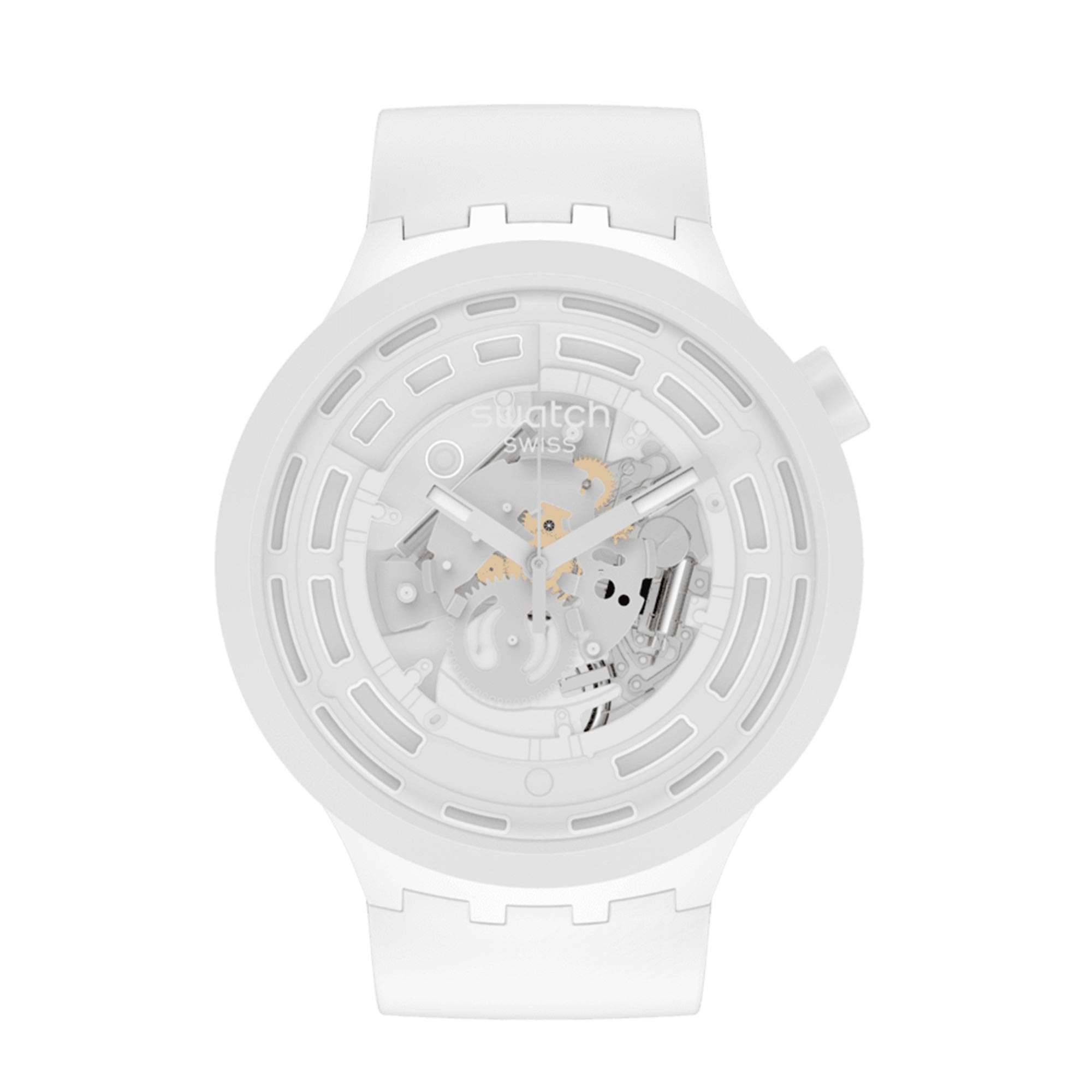 Swatch White Watch SB03W100 Big Bold Next White Dial White Strap