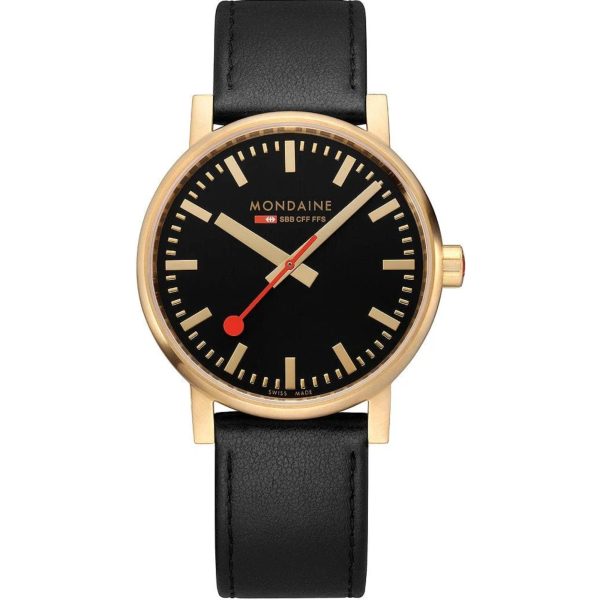 Mondaine Evo2 Quartz Black Dial Black Leather Strap Unisex Watch MSE.40122.LB