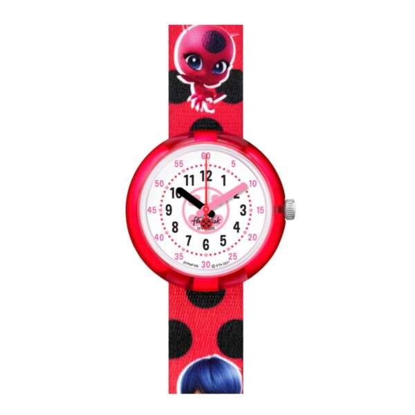 Flik-Flak Ladybug Quartz White Dial Red Plastic Strap Children's Watch FPNP106