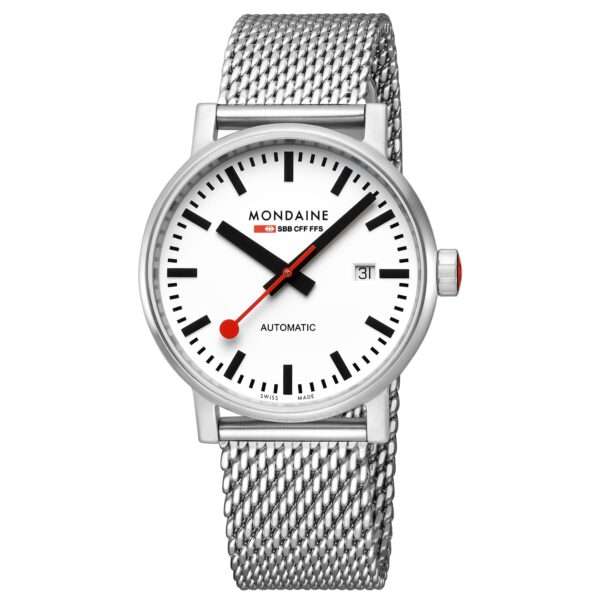 Mondaine Evo2 Automatic White Dial Stainless Steel Bracelet Ladies Watch MSE.40610.SM - Image 3