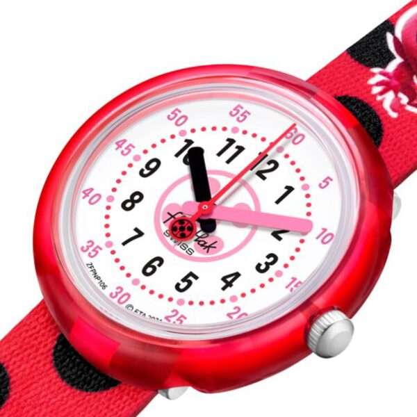 Flik-Flak Ladybug Quartz White Dial Red Plastic Strap Children's Watch FPNP106 - Image 2