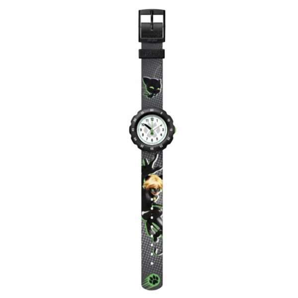 Flik-Flak Cat Noir Quartz White Dial Black Plastic Strap Children?s Watch FPSP058 - Image 3