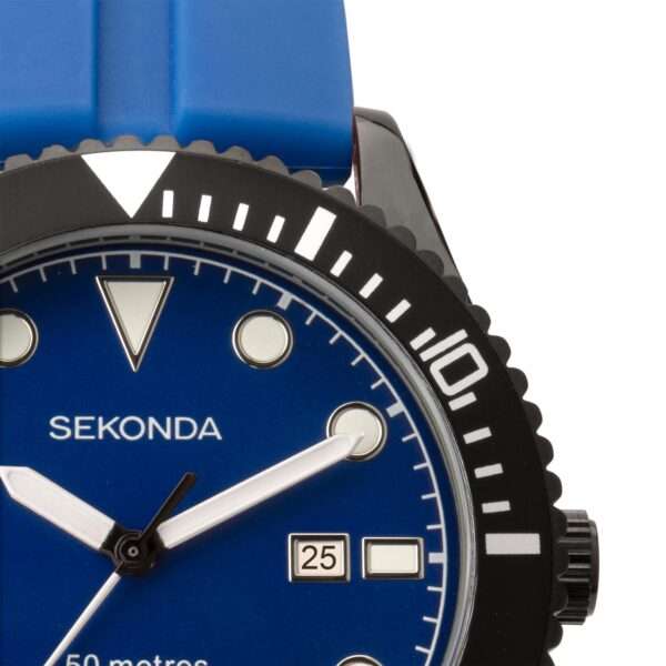 Sekonda Sports Quartz Blue Dial Blue Rubber Strap Men's Watch 1986 - Image 4