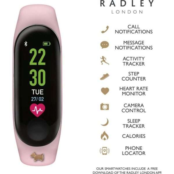 Radley Series 01 Quartz Digital Dial Pink Rubber Strap Ladies Smartwatch RYS01-2008 - Image 3