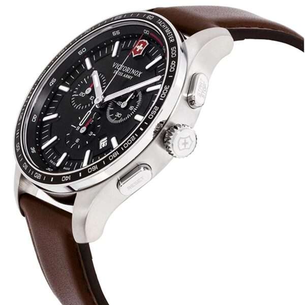 Victorinox Alliance Quartz Black Dial Brown Leather Strap Men's Watch 241826 - Image 2