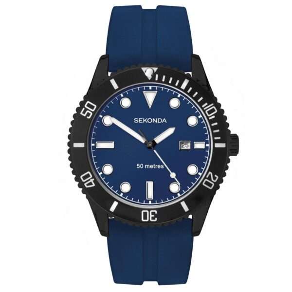 Sekonda Sports Quartz Blue Dial Blue Rubber Strap Men's Watch 1986