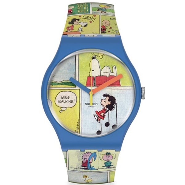 Peanuts Smak! Snoopy Multi-coloured Dial Blue Silicone Strap Watch SO29Z108