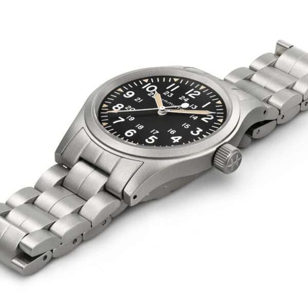 Hamilton Khaki Field Mechanical Silver Stainless Steel Bracelet Black Dial Unisex Watch H69439131 - Image 2