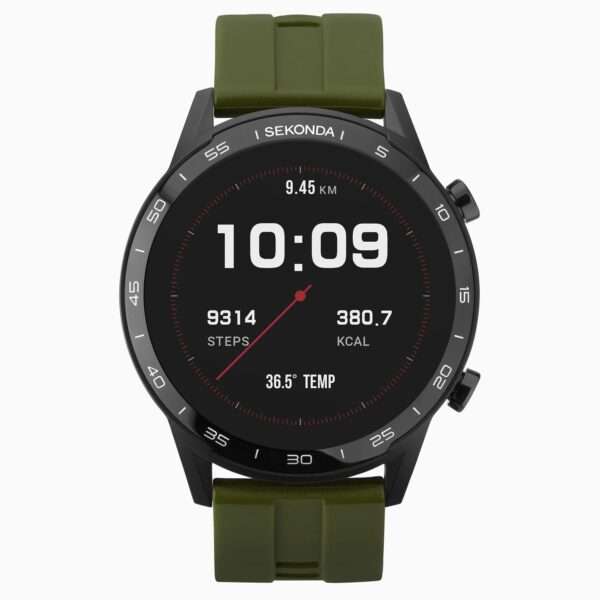 Sekonda Black Interactive Dial Green Silicone Strap Men's Smart Watch 1993