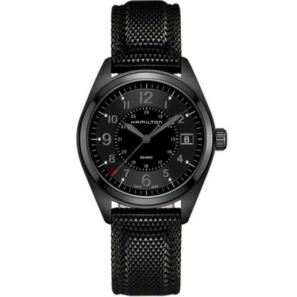 Hamilton Khaki Field Quartz Black PVD Synthetic Black Dial Men's Watch H68401735