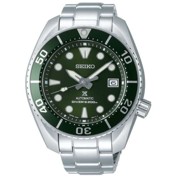 Seiko Prospex 'Sumo' Automatic Green Dial Stainless Steel Bracelet Men's Watch SPB103J1