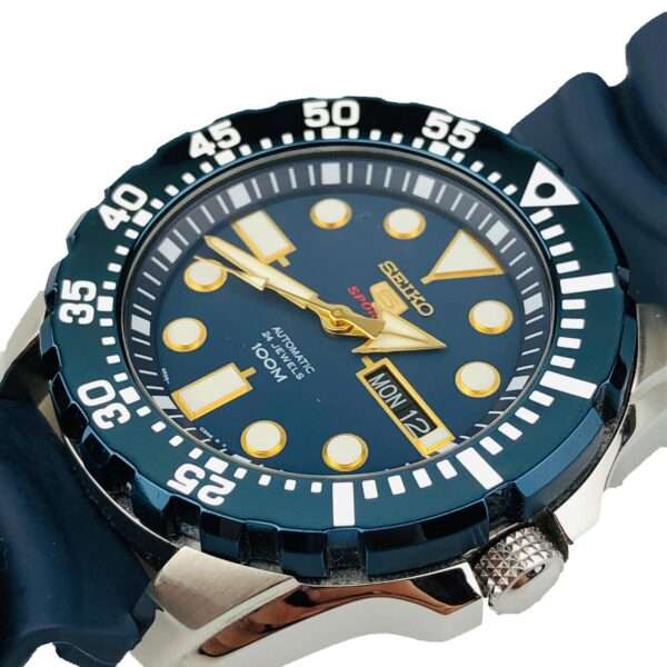 Seiko 5 Sports Automatic  'Blue Monster' Silicone Strap Blue Dial Men's Watch SRP605K2 - Image 2