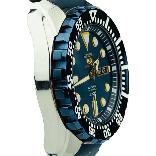 Seiko 5 Sports Automatic  'Blue Monster' Silicone Strap Blue Dial Men's Watch SRP605K2 - Image 4