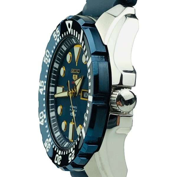 Seiko 5 Sports Automatic  'Blue Monster' Silicone Strap Blue Dial Men's Watch SRP605K2 - Image 5