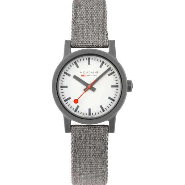 Mondaine Essence Quartz White Dial Grey Textile Strap Ladies Watch MS1.32110.LU