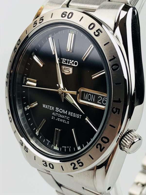 Seiko 5 Automatic Black Dial Stainless Steel Men's Watch SNKE01K1 - Image 4