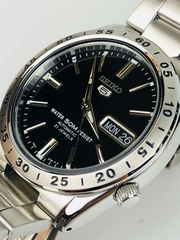 Seiko 5 Automatic Black Dial Stainless Steel Men's Watch SNKE01K1 - Image 8