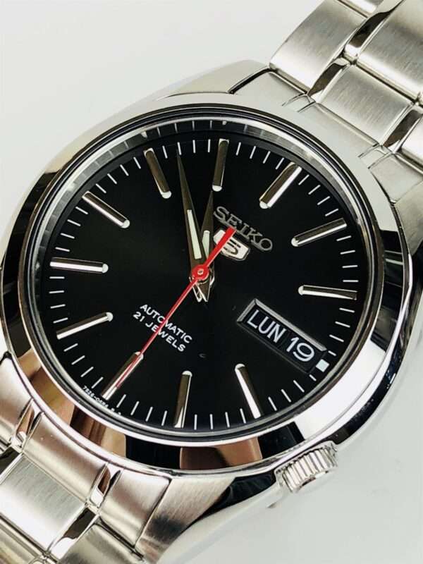 Seiko 5 Automatic Black Dial Stainless Steel Bracelet Men's Watch SNKL45K1 - Image 5