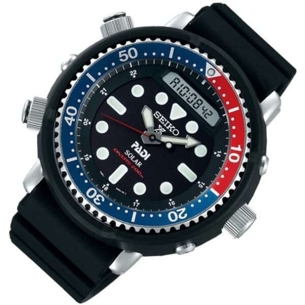 Seiko Prospex 'Arnie' PADI Predator 'Pepsi' 'Tuna' Solar Black Dial Silicone Strap Diver's Men's Watch SNJ027P1 - Image 2