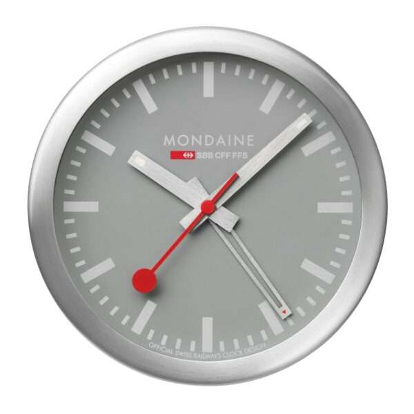 Mondaine Wecker Grey Aluminium Clock A997.MCAL.86SBV