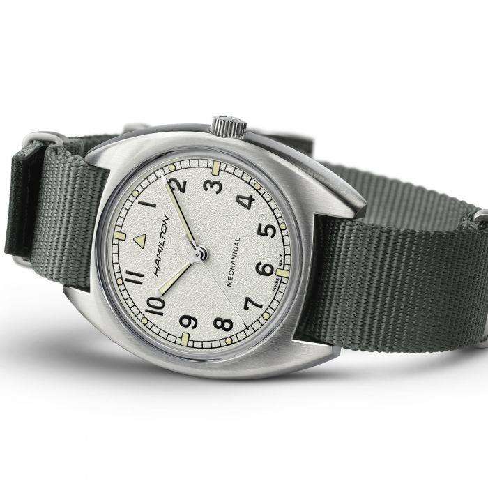 Hamilton Khaki Pilot Pioneer Mechanical Automatic Silver Dial Grey ...