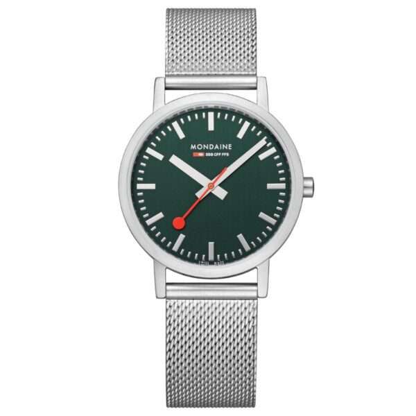 Mondaine Classic Forest Green Dial Mesh Bracelet Unisex Watch A660.30314.60SBJ