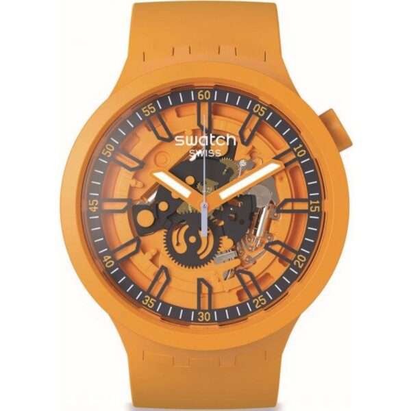 Swatch Fresh Orange Skeleton Dial & Orange Strap Unisex Watch SB01O101 ...