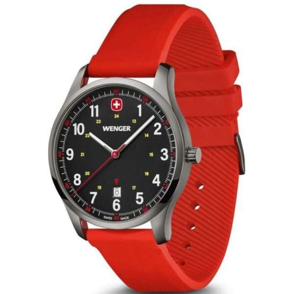 Wenger City Sports Quartz Black Dial & Red Rubber Strap 01.1441.130 - Image 2