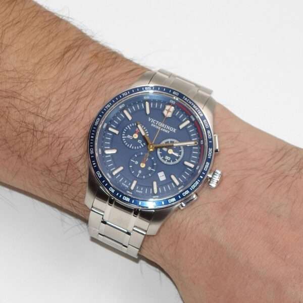 Victorinox Swiss Army Alliance Sport Chronograph Blue Dial Silver Stainless Steel Bracelet Men's Watch 241817 - Image 4