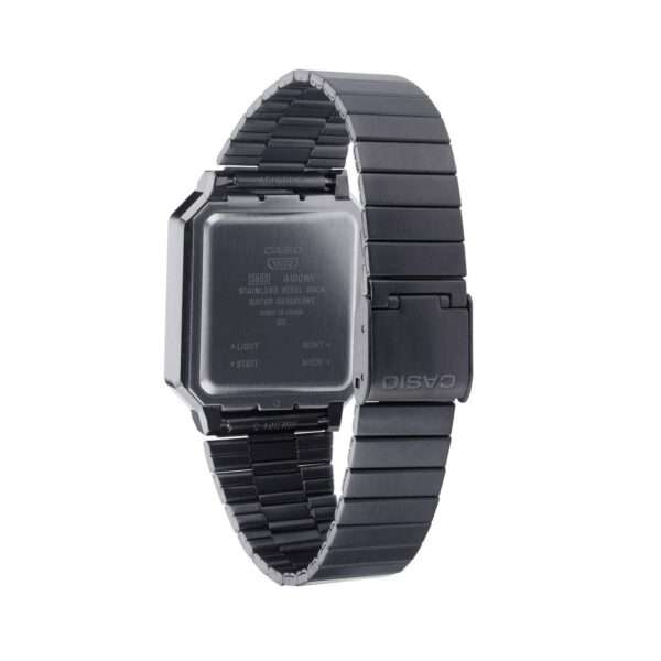 Casio Collection Vintage Edgy Quartz Digital Black/Gunmetal Grey IP Plated Steel Bracelet Unisex Watch A100WEGG-1A2EF - Image 4