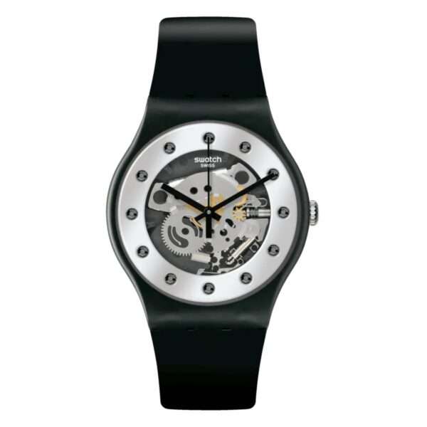 Swatch New Gent 'Silver Glam Again' Quartz Silver Dial Unisex Watch SO29B109