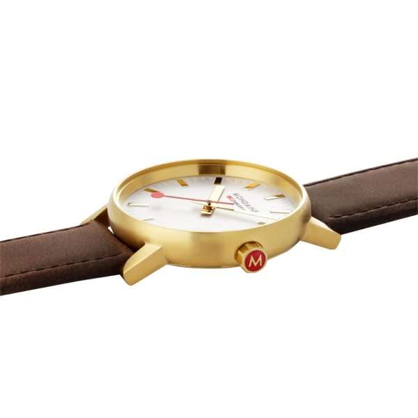 Mondaine Evo Quartz White Dial Leather Strap Unisex Watch MSE.40112.LG - Image 3