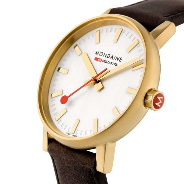 Mondaine Evo Quartz White Dial Leather Strap Unisex Watch MSE.40112.LG - Image 4